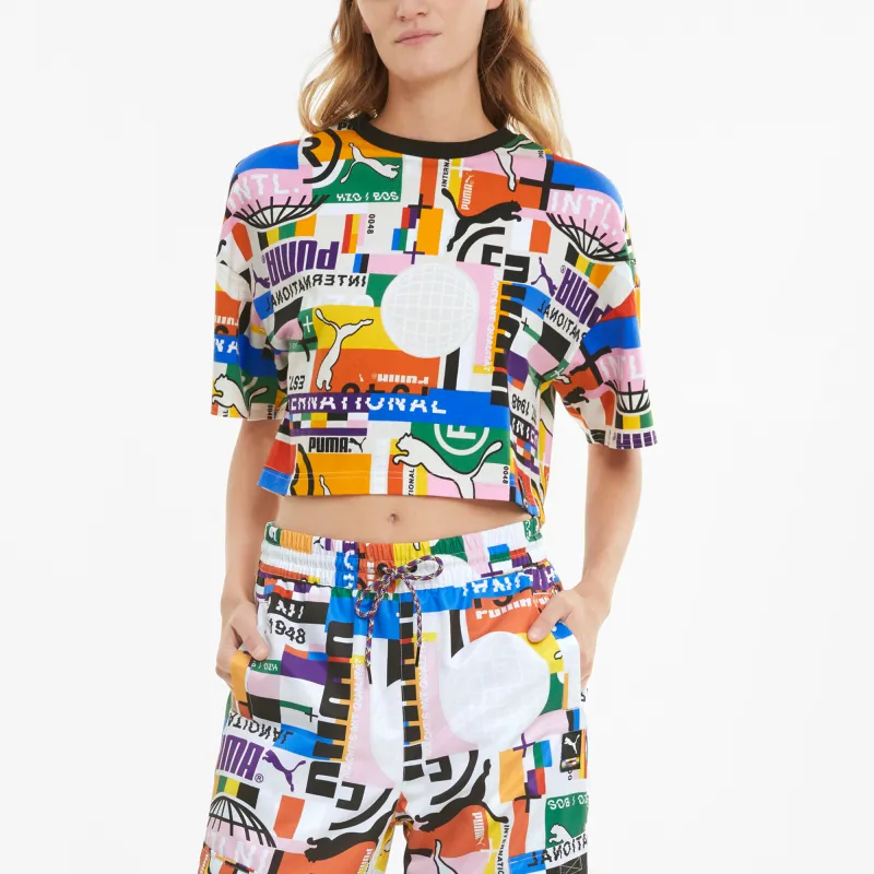 PUMA Drop Shoulder Sleeve T Shirt Women's Multicolor-3