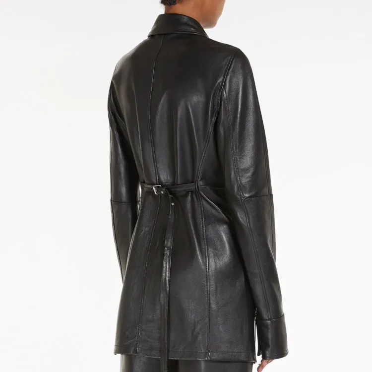 SportMax Leather Jackets Women's Black-2