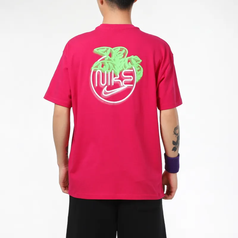 Nike T Shirts Men Raspberry Red-3