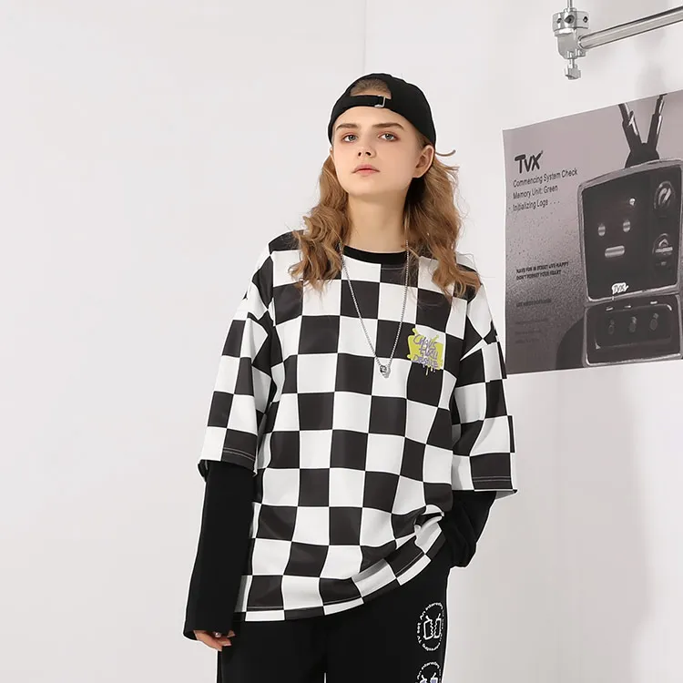 TVX Sweatshirts Unisex Black White Plaid-7