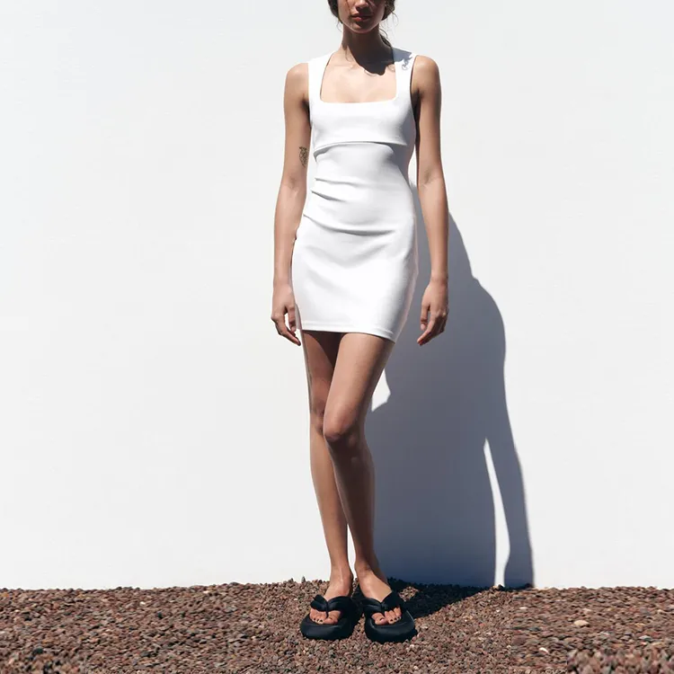 ZARA Sleeveless Dresses Women's White-3