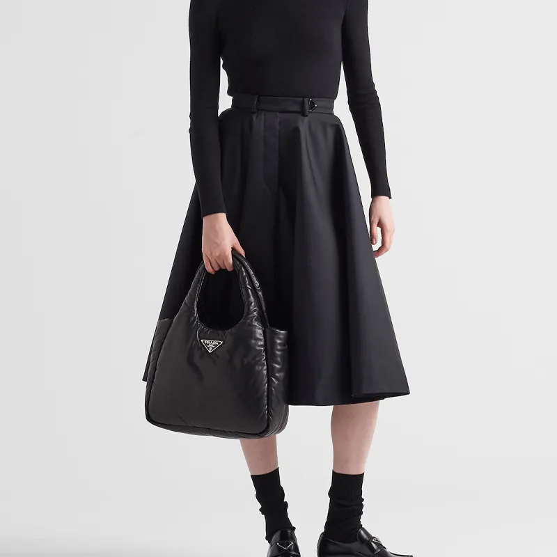 PRADA Soft Sheep Leather Tote Bag, Shopping Bag, Handbag Women's Black-6