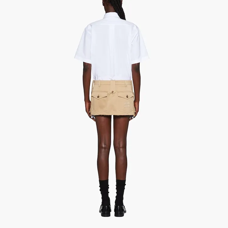 MIU MIU Chino Logo Detailed Mini Skirt-2