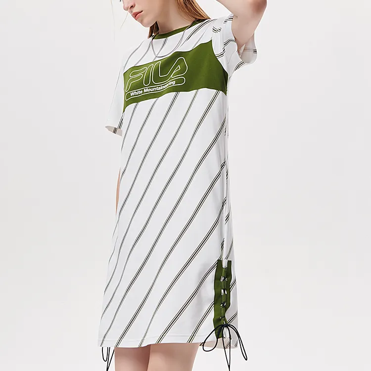 FILA FUSION Short Sleeved Dresses Women's Sports White-4