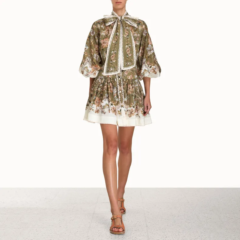 Zimmermann Short-Sleeved Dresses Women's Khaki-1