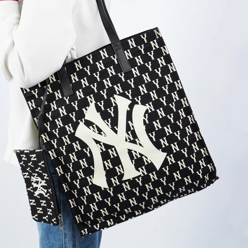 MLB Monogram Collection Polyester Combo Bag Tote Bag Shopping Bag Shoulder Bags Handbags Regular Women's Black-7