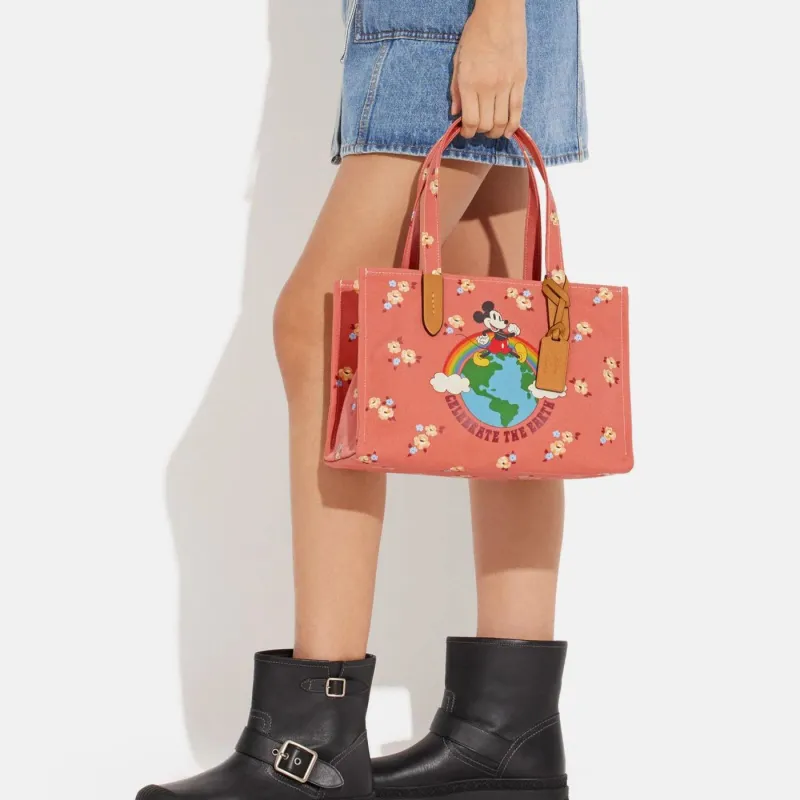 COACH Disney, Collaboration Recycled Tote Fabric Shoulder Bag, Crossbody Bag, Handbag Regular Women's Coral-4