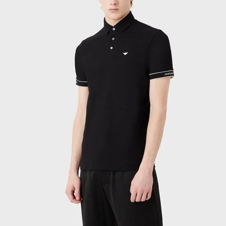 EMPORIO ARMANI Polo Shirt Men's Black With White Logo-3