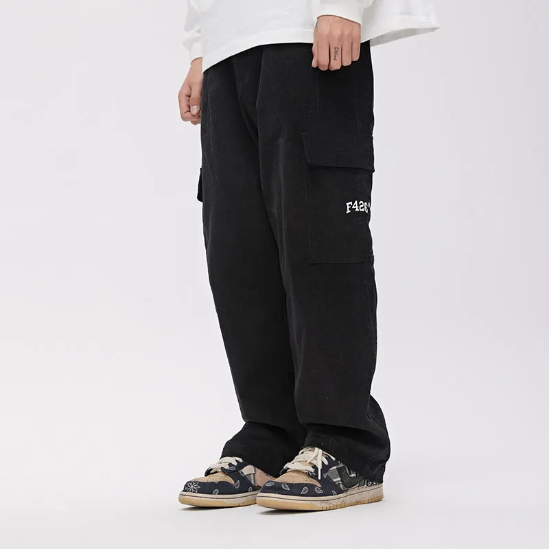 F426 Straight Casual Pants Unisex Black-4