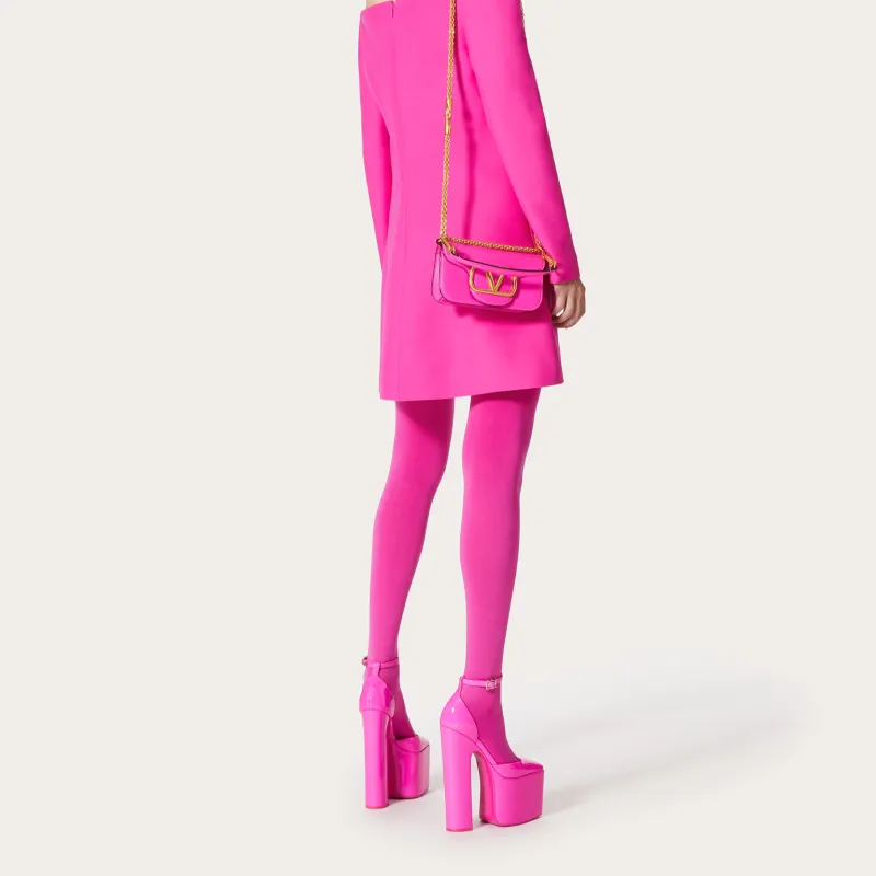 Valentino Locò Calfskin Baguette Bag, Shoulder Bag, Crossbody Bag, Handbag Mini Women's Pink-5