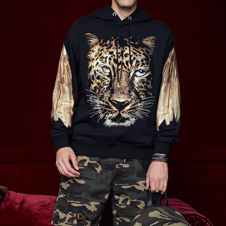 TCH Extremely Charismatic And Highly Realistic Leopard Print Couple's Sweatshirt With Hood Unisex-2