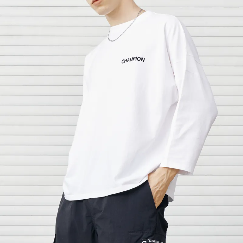 Champion Straight Long Sleeved T Shirt Japan Version Unisex-4
