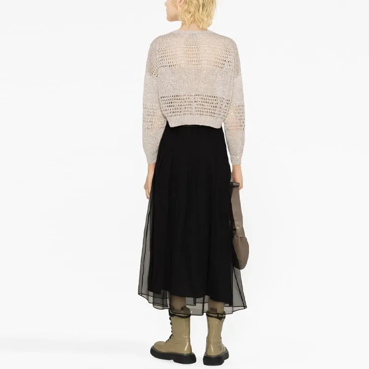 Brunello Cucinelli Pleated Tulle Midi Skirt-2