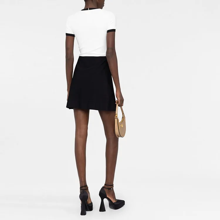 Valentino SS23 Short Sleeved Dress Women's Black White-2