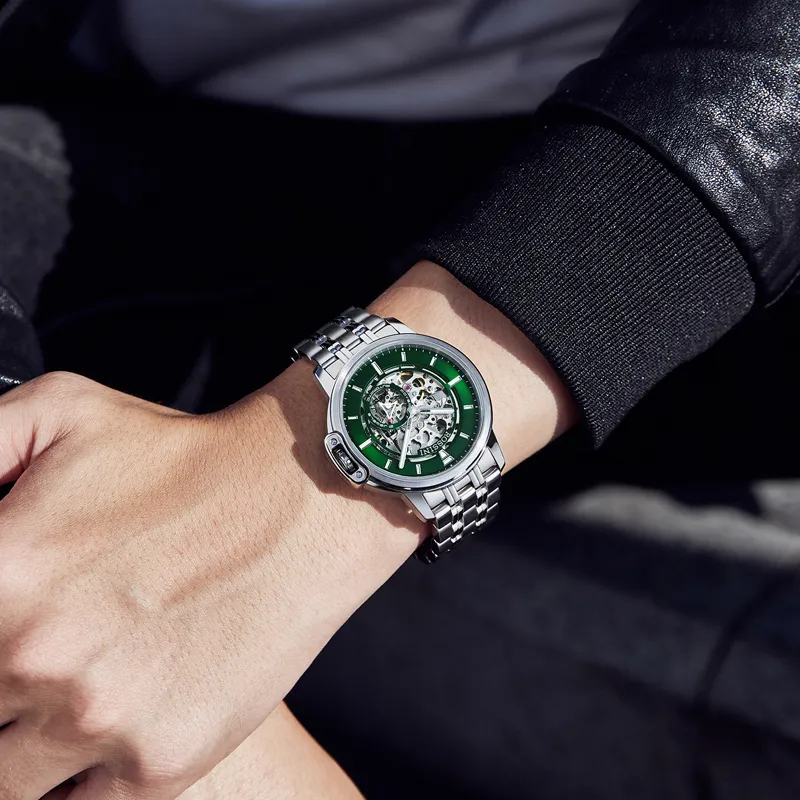 ROSSINI Medallion Collection Automatic Mechanical Movement Stainless Steel Watchband Watch Men's Watches Green Dial-2
