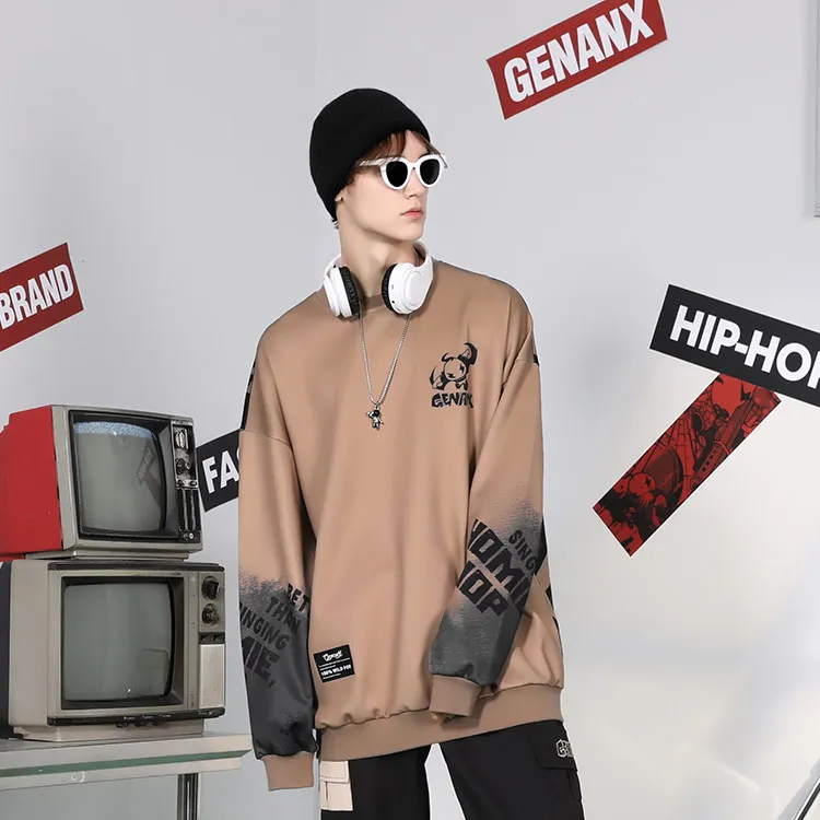 GENANX Crew Neck Loose Fit Sweatshirt Fall Spring Unisex-8