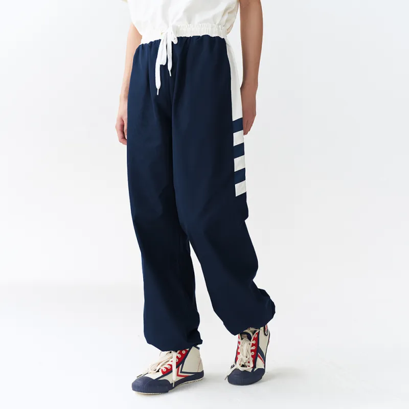 Nengmao Store Wide Leg Sports Pants Unisex Navy Blue-2