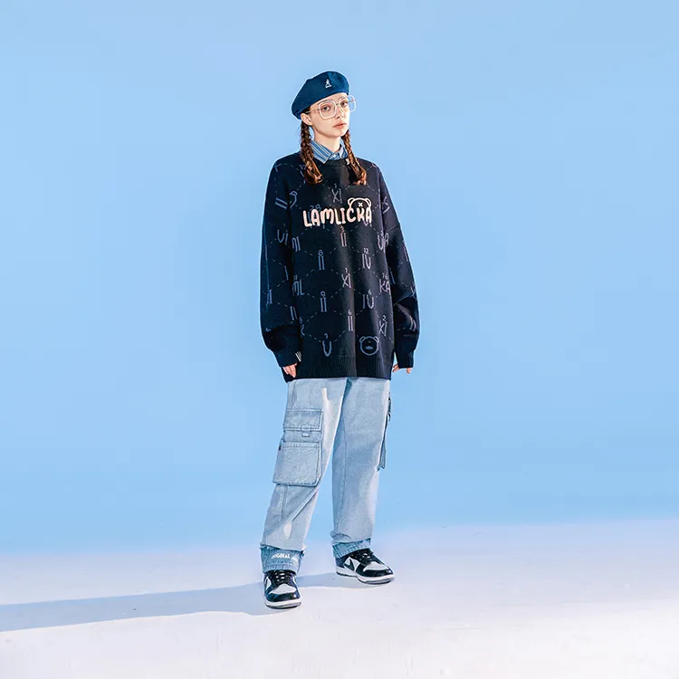 LAMLICKA Straight Jeans Unisex Light Blue-2