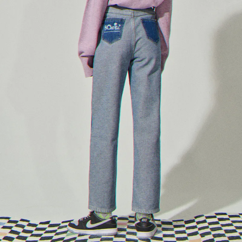 Qee X SEENFAAN Jeans Women's Blue-3