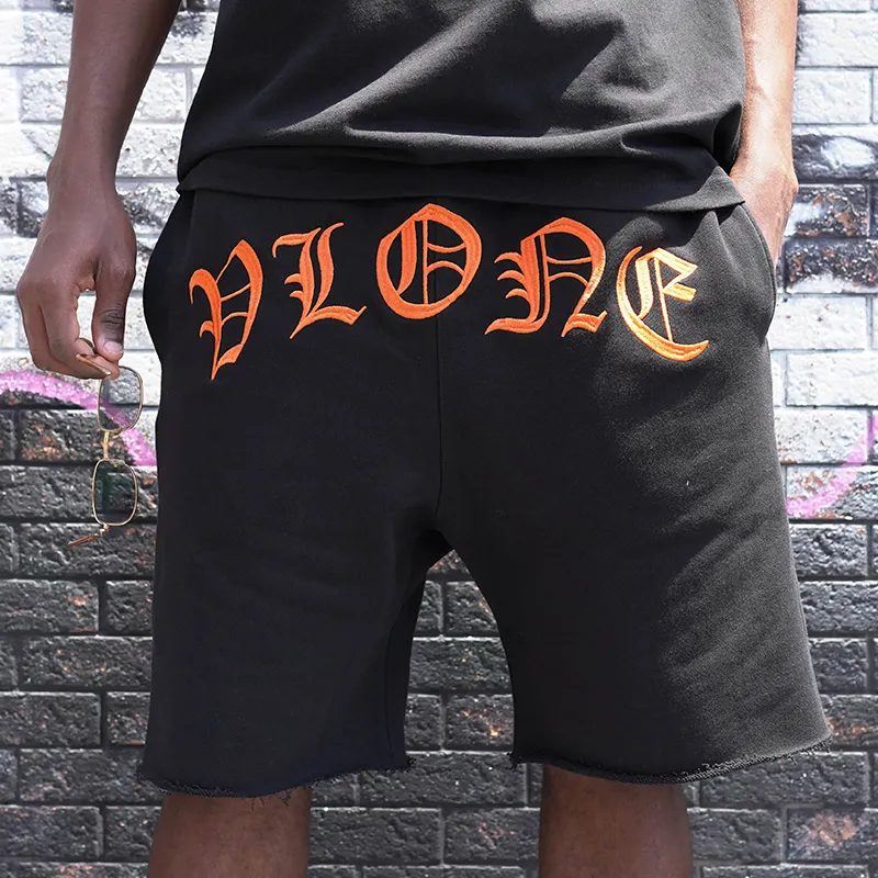 VLONE Gothic Alphabet Series Casual Shorts Unisex Black-3