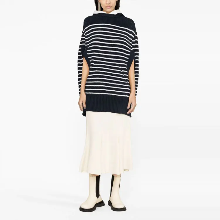Sacai Striped Short Sleeved Knitted Hoodie-1