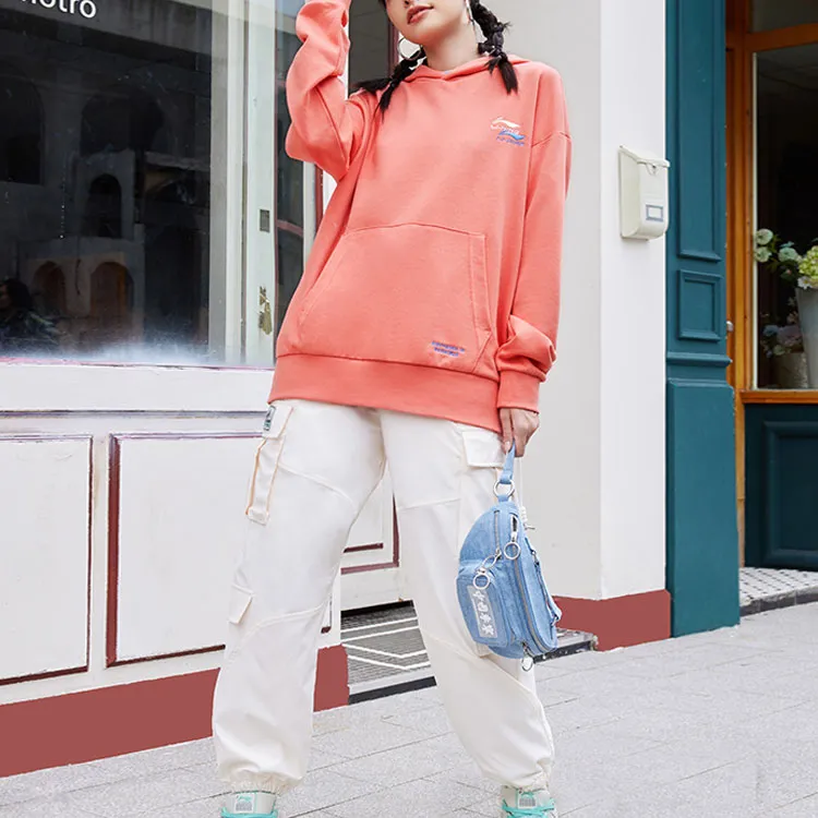 LiNing Sports Life Collection Sweatshirt Unisex Horse Plum Apricot Orange-2