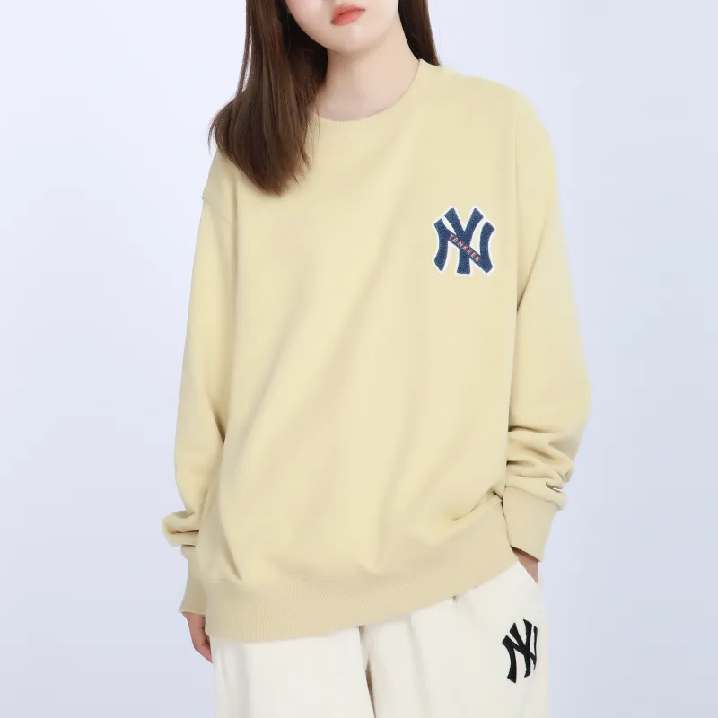 MLB New York Yankees Sweatshirts Unisex Beige Yellow-3