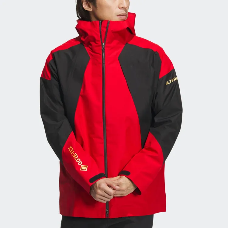 Adidas Outdoor Hiking Water Resistant Windproof Breathable Wear Resistant Windbreaker Jacket Unisex Red-2