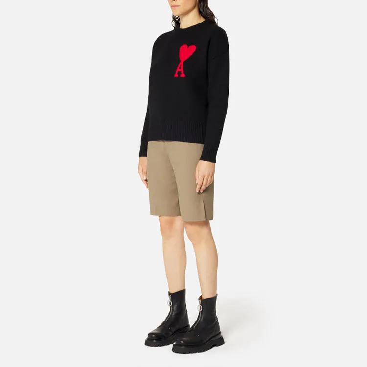 Ami Paris Ami De Coeur Intarsia Merino Wool Oversized Sweater-1