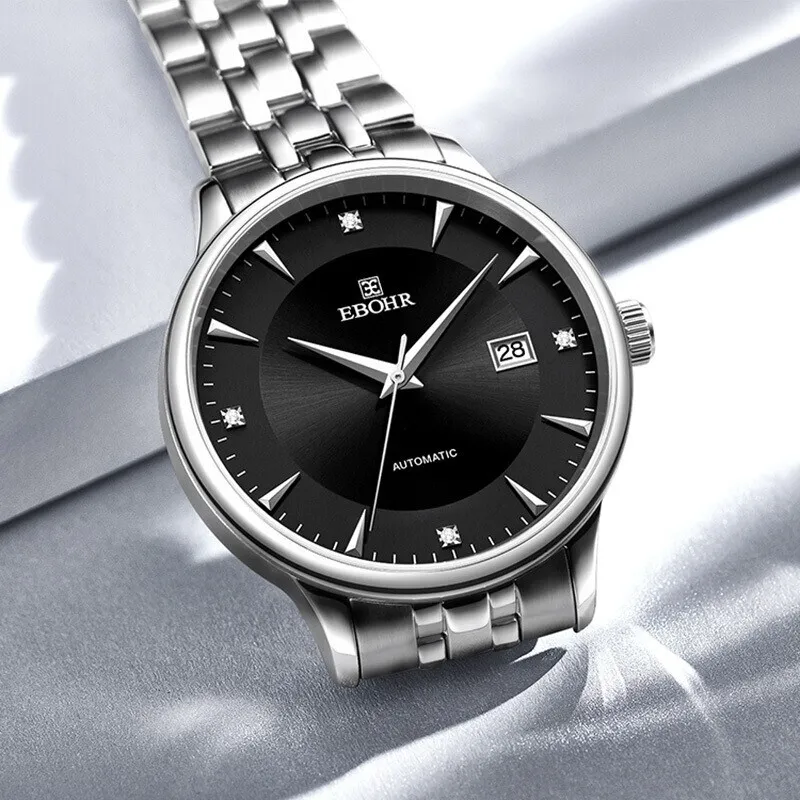 EBOHR EBOHR Master Collection Mechanical Movement Stainless Steel Strap Watch Unisex Black Dial 36480319-4