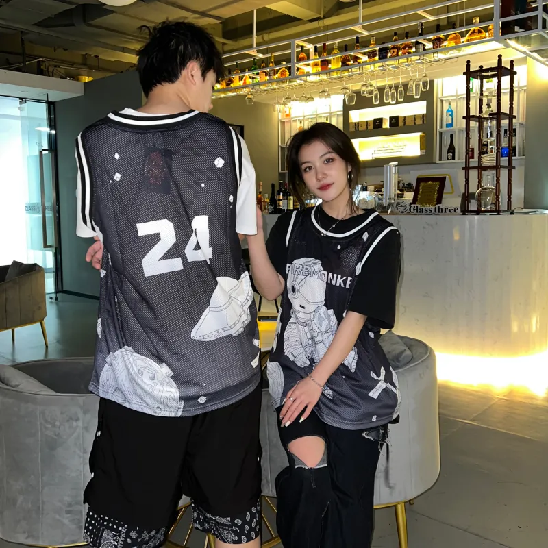 FireMonkey Basketball Jerseys Unisex Black-4