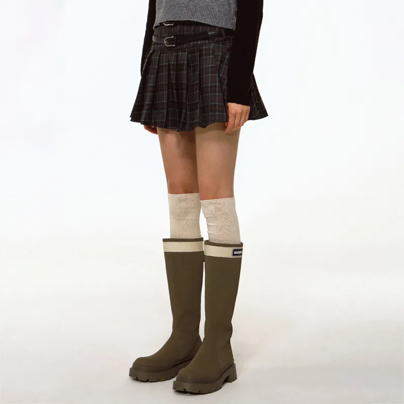 MATCHA STORY College Series Casual Short Skirts Women's Green Plaid-5