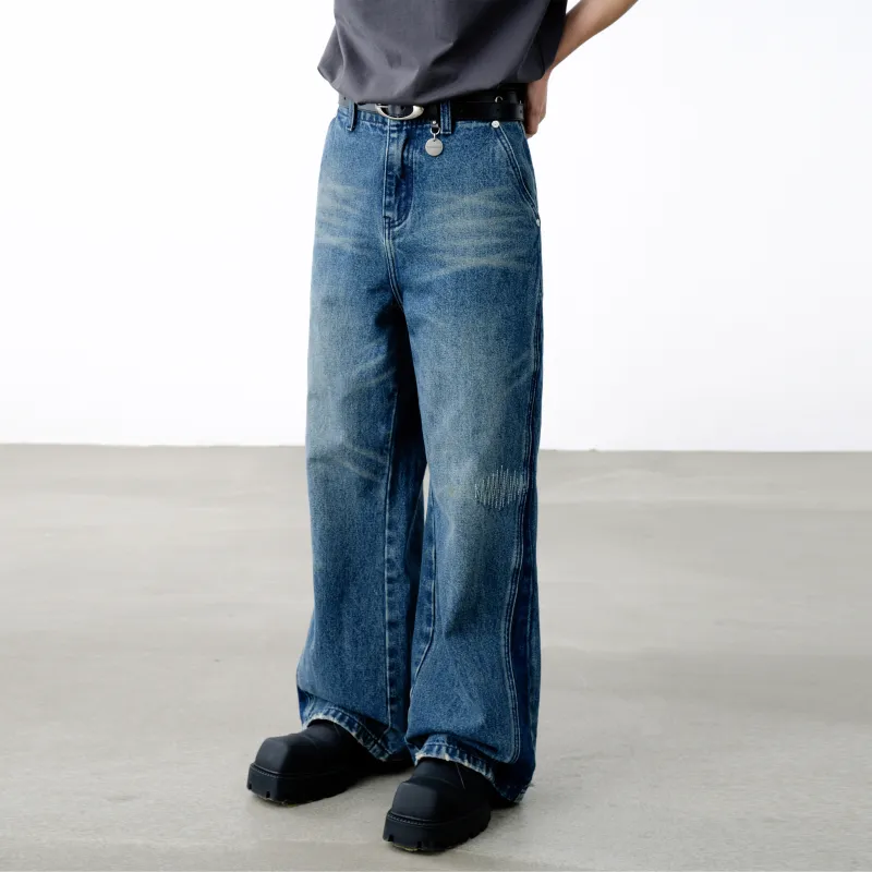 BLUELANDINC Flared Pants Jeans Women's Blue-3