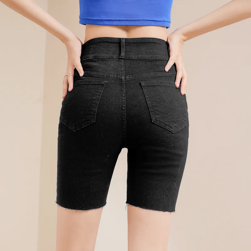 MEETLADY Denim Shorts Women's Black-5