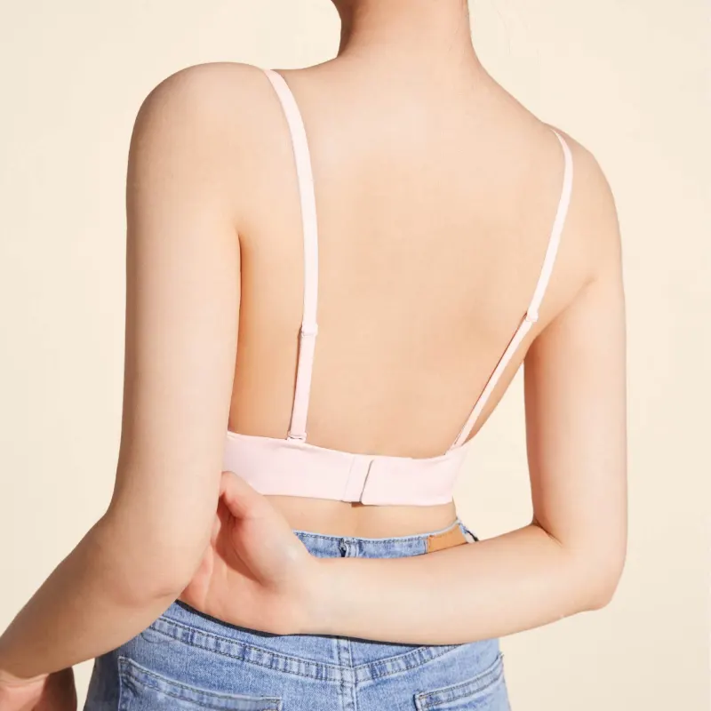 Toffee Pie Comfortable Seamless Back Smoothing Outerwear-Ready Wireless Triangle Cup Minimizing Underwear Women's-11