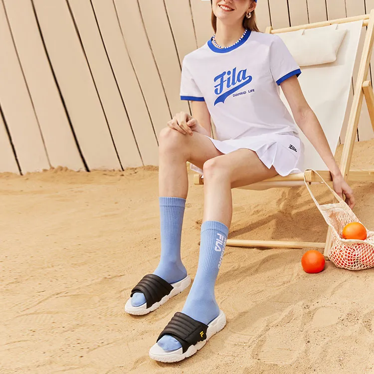 FILA FUSION Barricade Slippers 'Black White' Women's-6