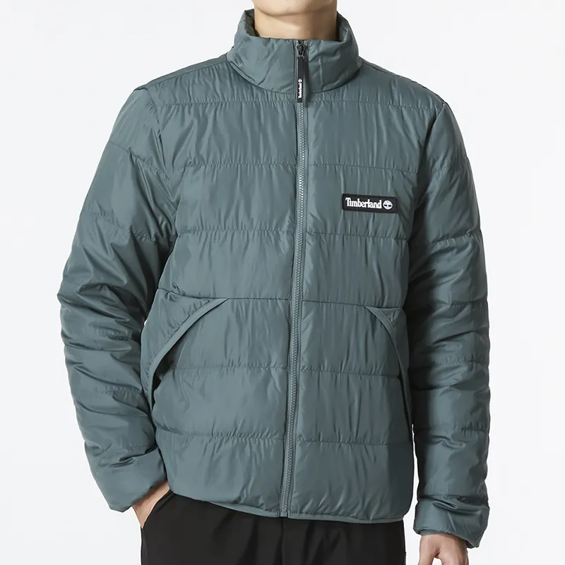 Timberland Solid Color Stand Collar Down Jacket Men's Asphalt Gray-2