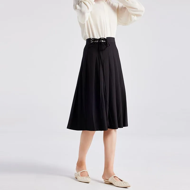 SUPIN Casual Long Skirts Women's Black-3