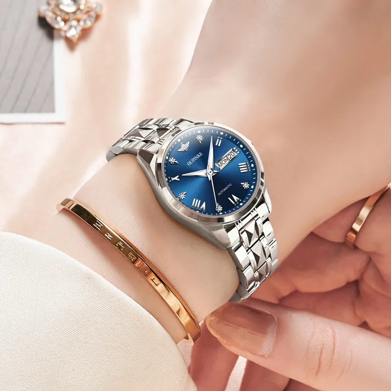 Oupinke Gaias Collection Mechanical Movement Tungsten Steel Strap Watch Women's Watch White Dial-9