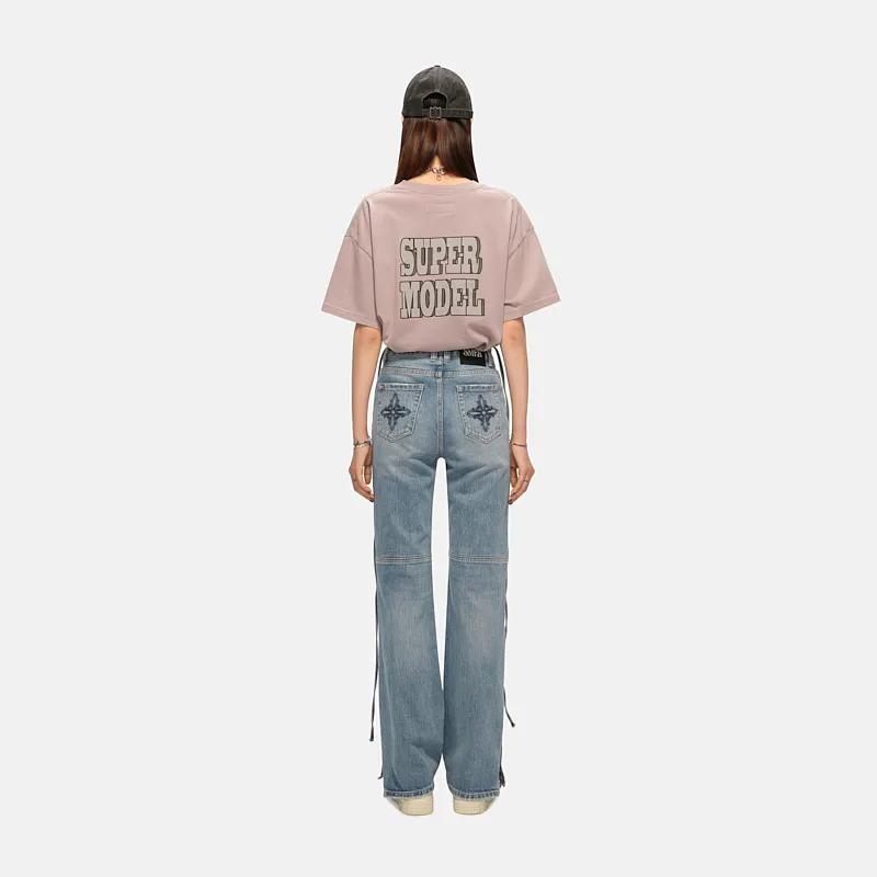 SMFK Drop Shoulder Sleeve T Shirt Women's Forest Gray-2
