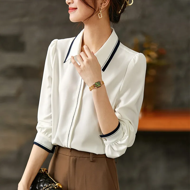 SENTUBILA Chiffon Shirt Women's White-3