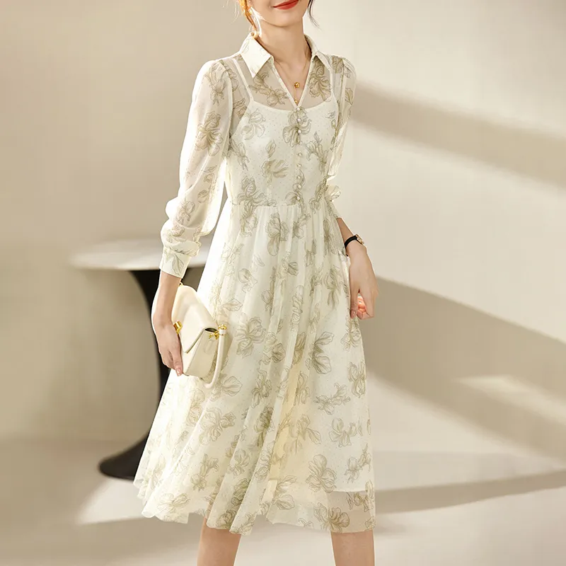 SENTUBILA Long Sleeved Dress Women's Apricot-2