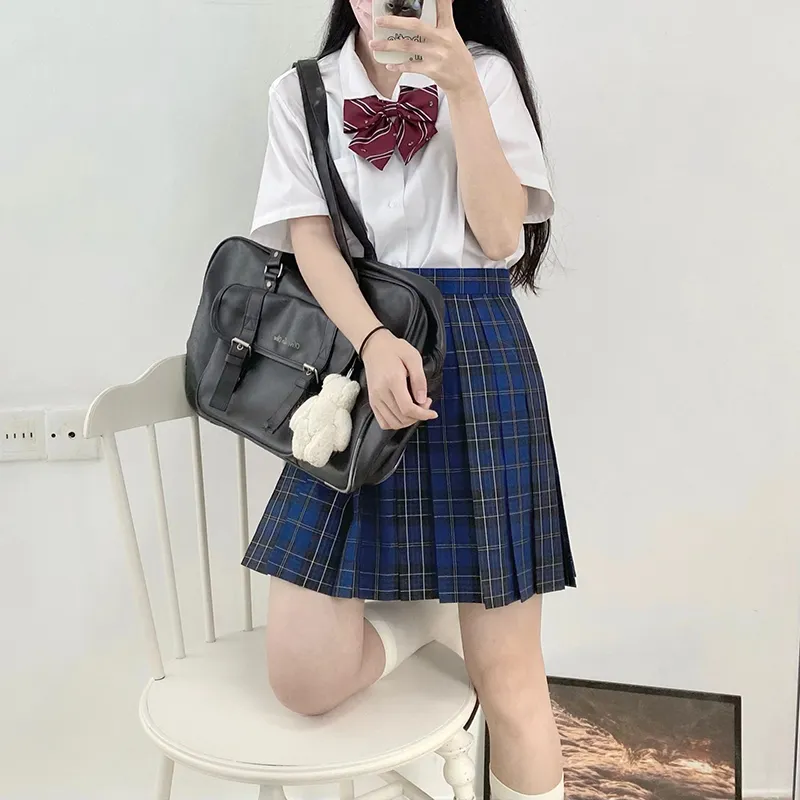 Tokyo Season Casual Short Skirts Women's Green Vine High School Plaid Skirt-55