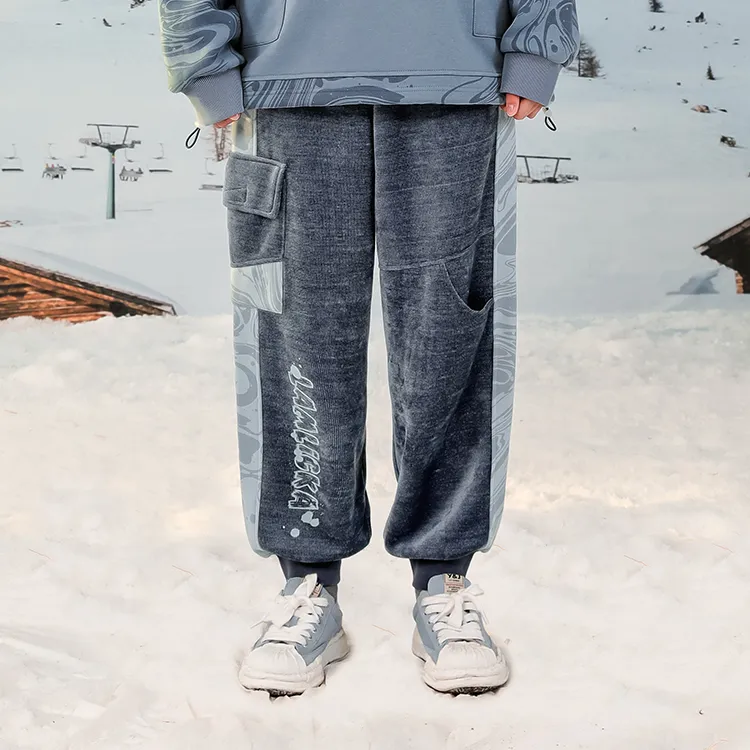 LAMLICKA Jogger Thickened Casual Pants Unisex Blue-2