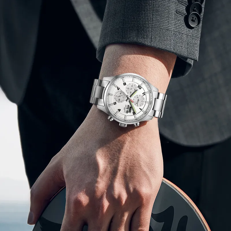 MARVEL Space Collection Mechanical Movement Steel Strap Watch Men's Watches Silver Dial-3