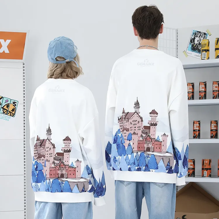 GENANX Sweatshirts Unisex Print White-3