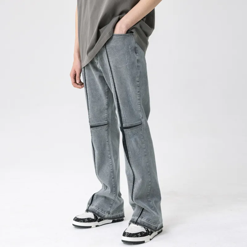 XINYINSU Jeans Unisex Gray-5