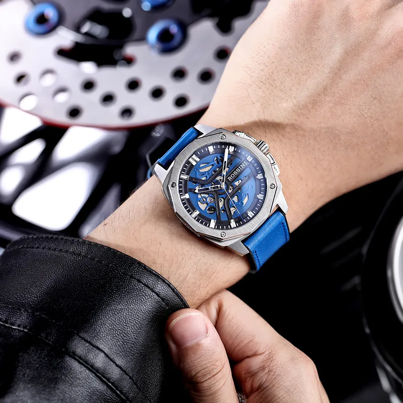 ROSSINI Medallion Collection Mechanical Movement Silicone Strap Watch Men's Watches Red Watch Dial 5210057-1