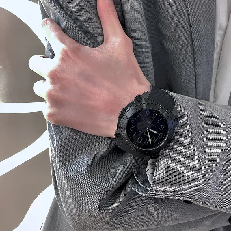 HAMILTON Automatic Mechanical Movement Men's Watches Watch 46 Black Dial Titanium Watch Case Rubber Strap-9