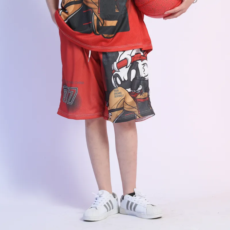 FireMonkey Basketball Shorts Unisex Red-2